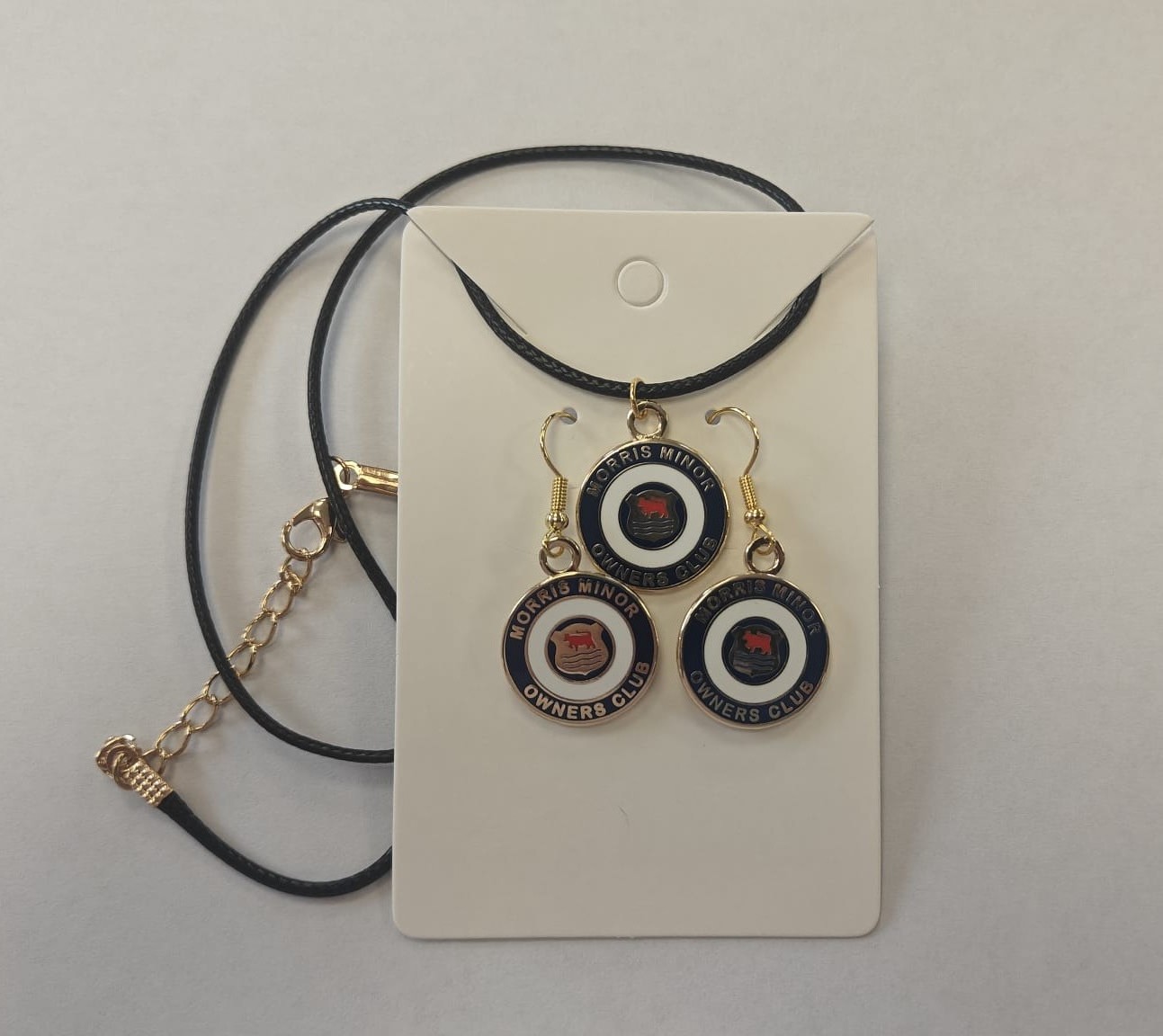 Enamel Club Logo Earring And Necklace (Cord) Set