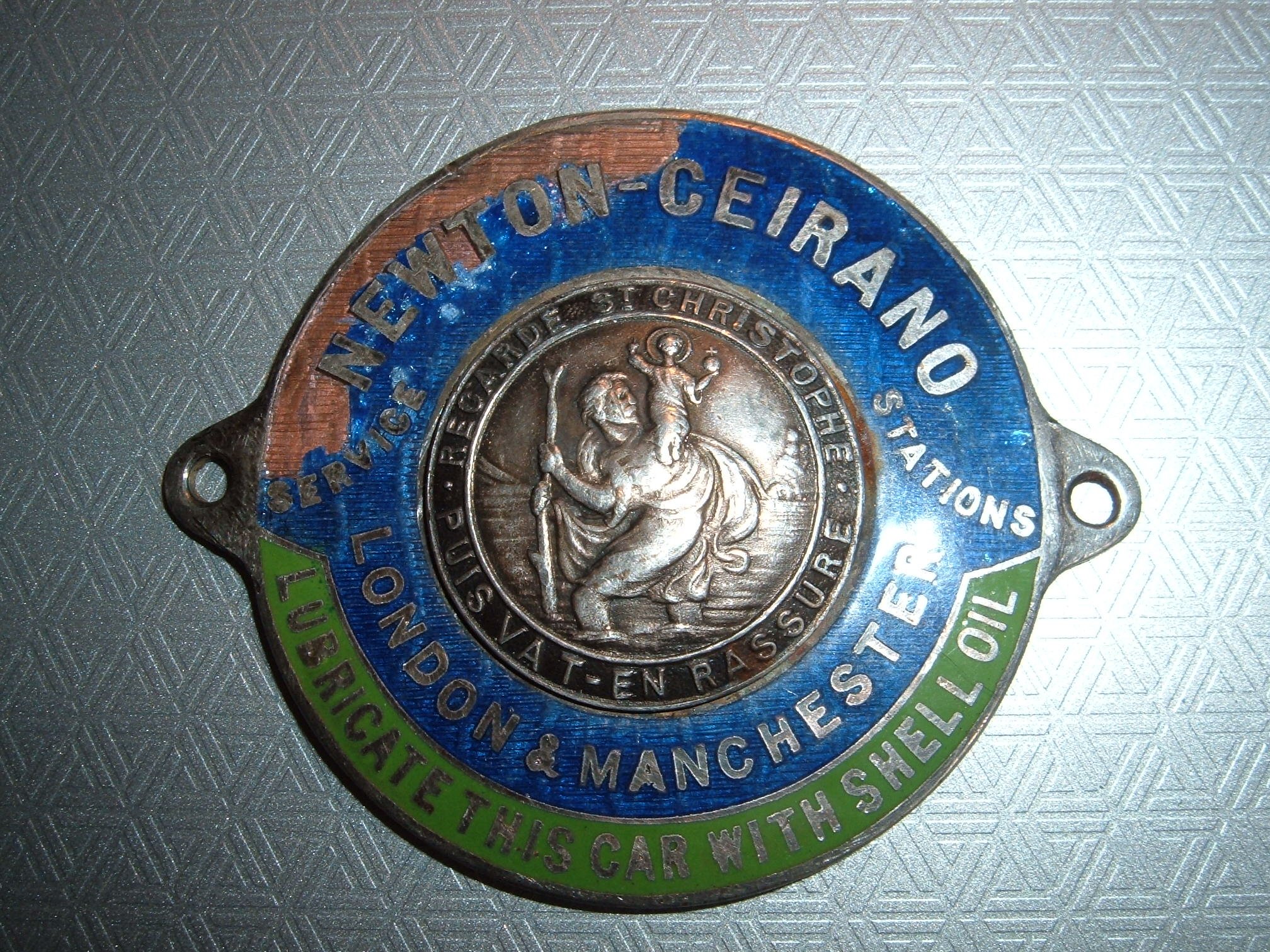 10.6.2015. (2) Newton-Ceirano St.Christopher badge from FVS for Fathers Day.JPG